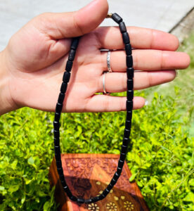 1 Round Long Beads Black Color Tulsi Mala Kanthi