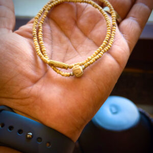 1 Round Tulsi Mala with Radha Naam Bead and Pure Silver Pearls